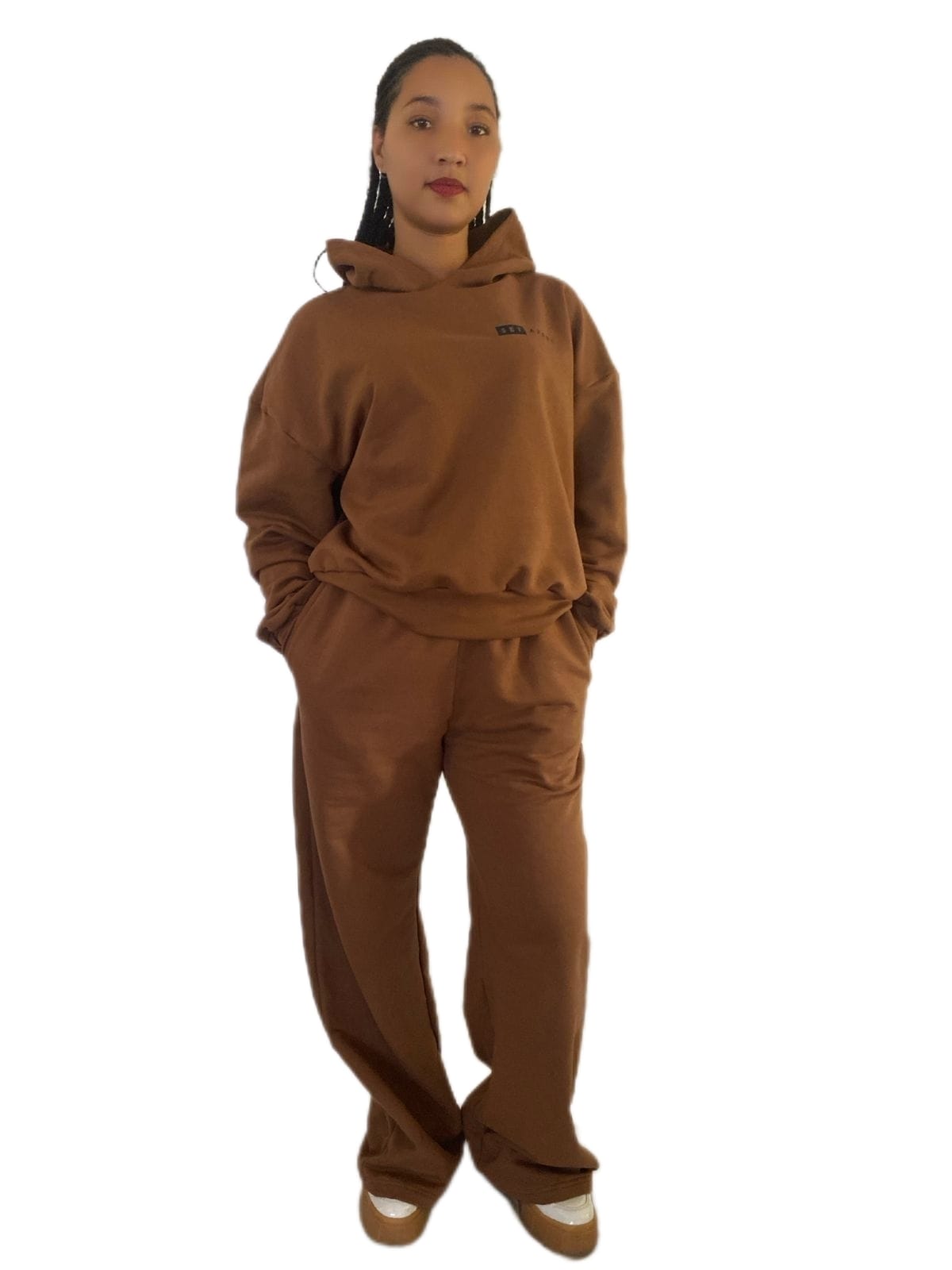 Brown Dropped Shoulder Hoodie (Women) - Image 2