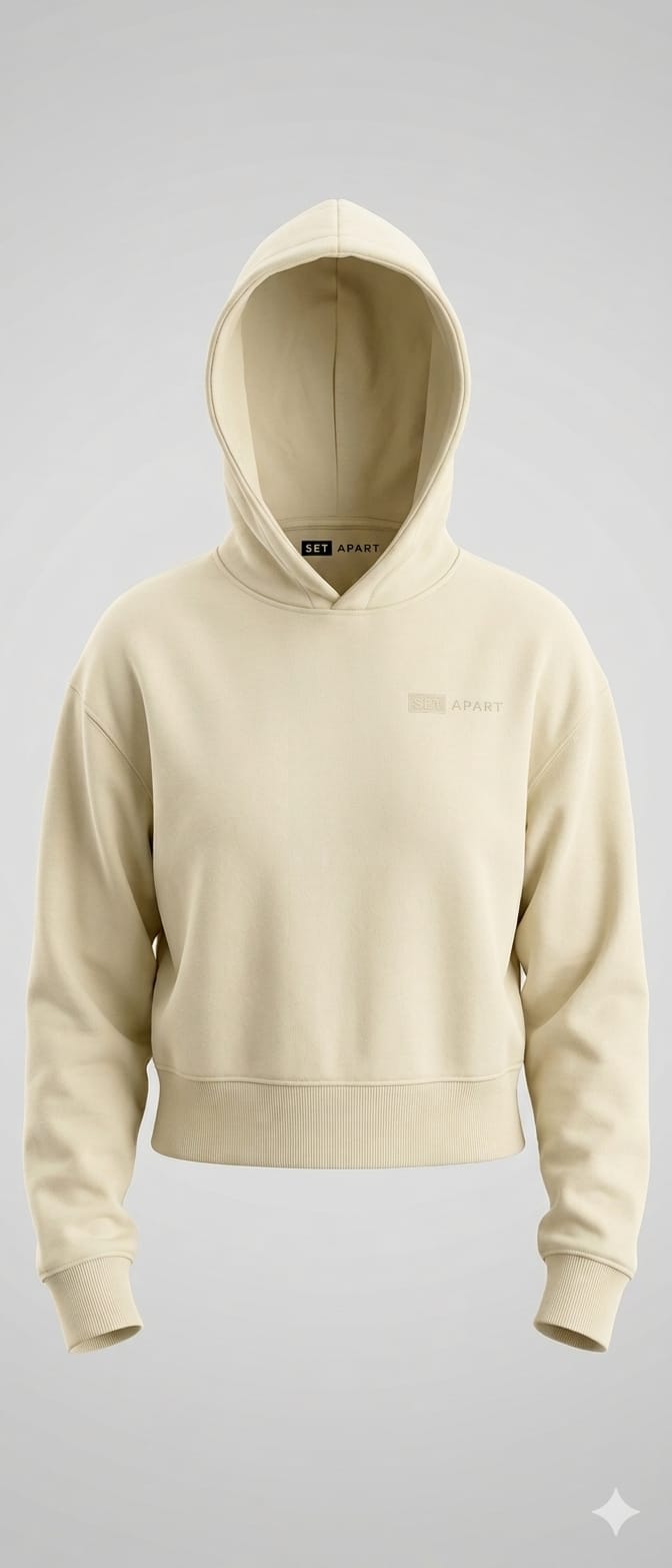 Beige Dropped Shoulder Hoodie (Women)